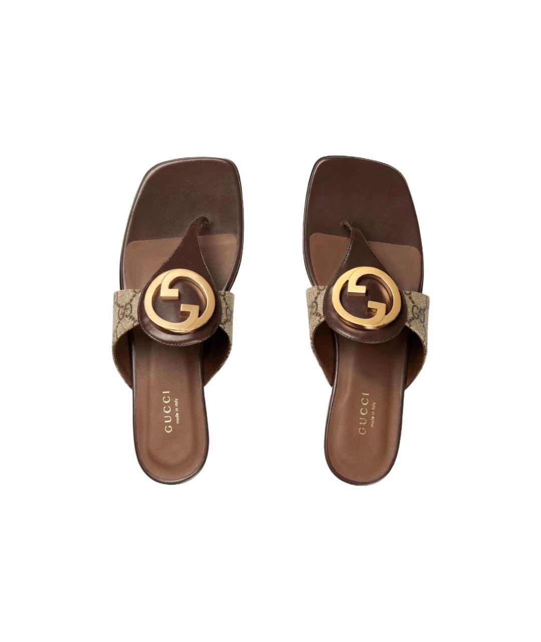 GUCCI Коричневые шлепанцы, фото 3