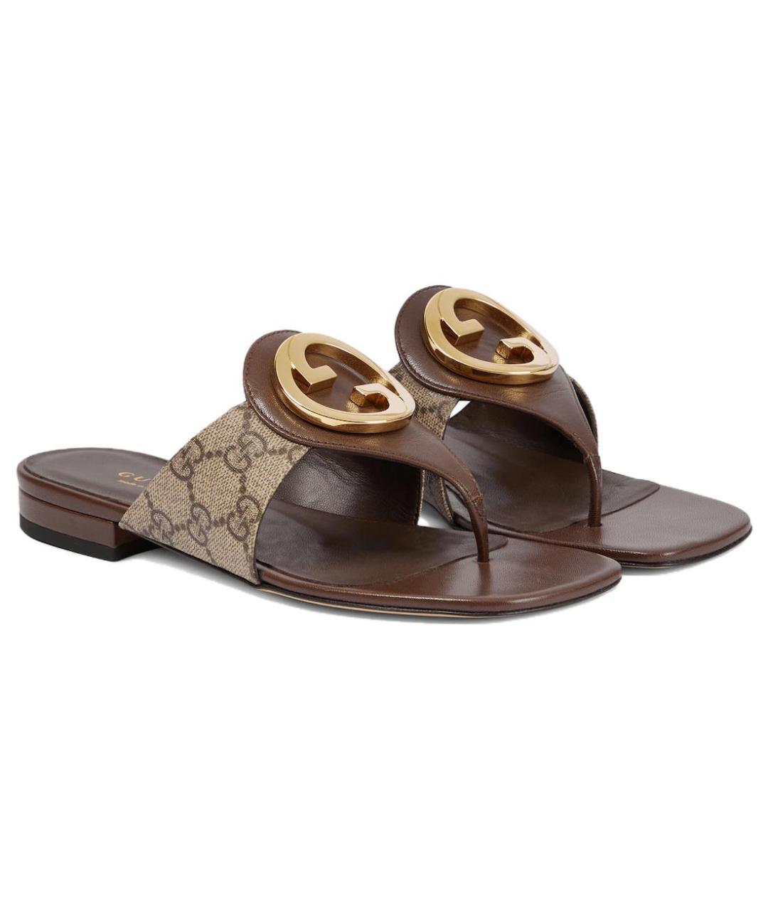 GUCCI Коричневые шлепанцы, фото 2