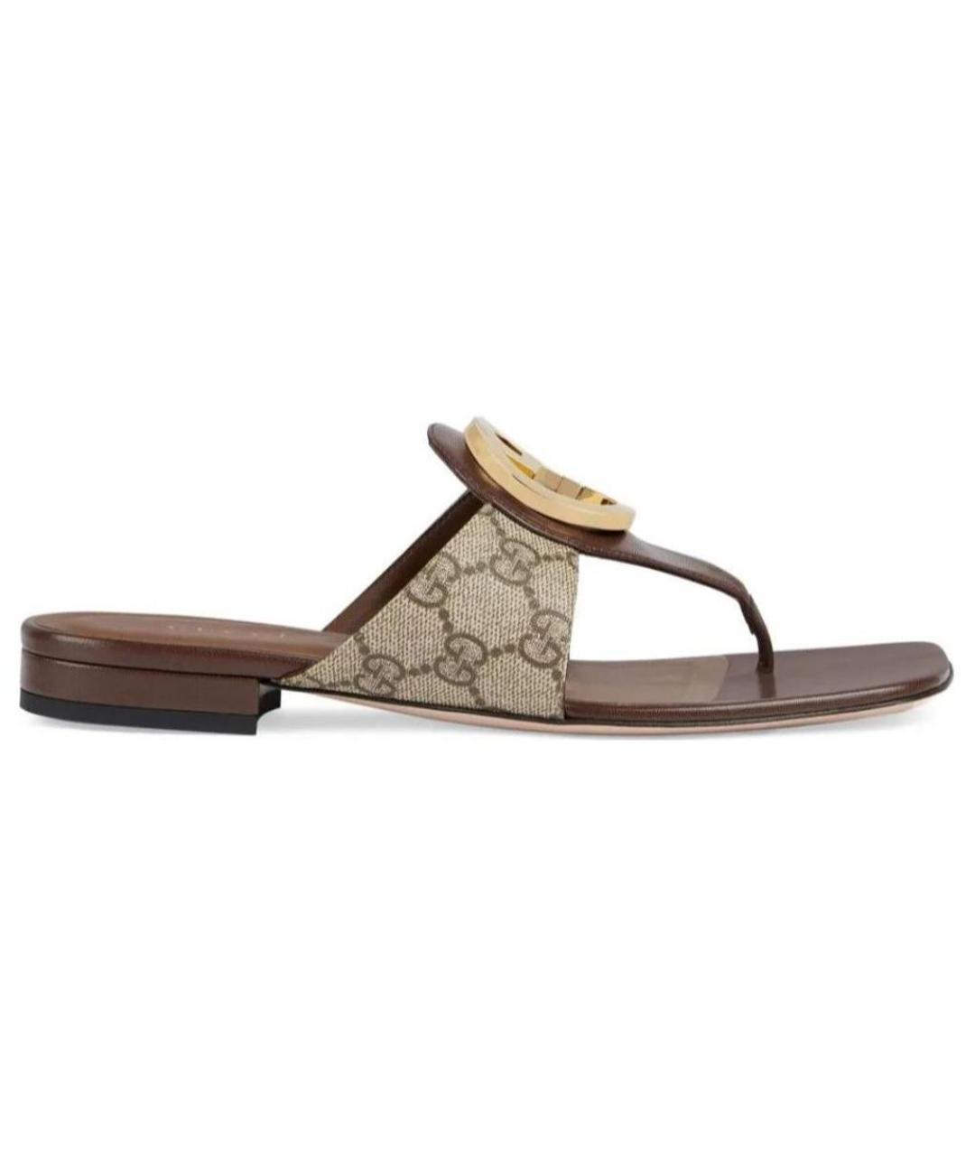 GUCCI Коричневые шлепанцы, фото 1