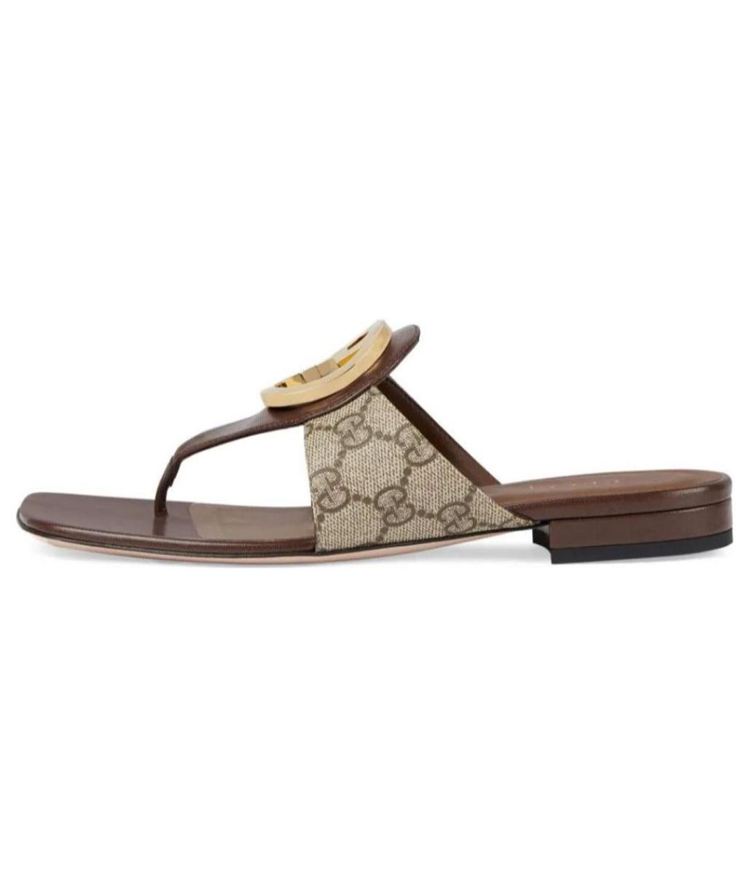 GUCCI Коричневые шлепанцы, фото 7