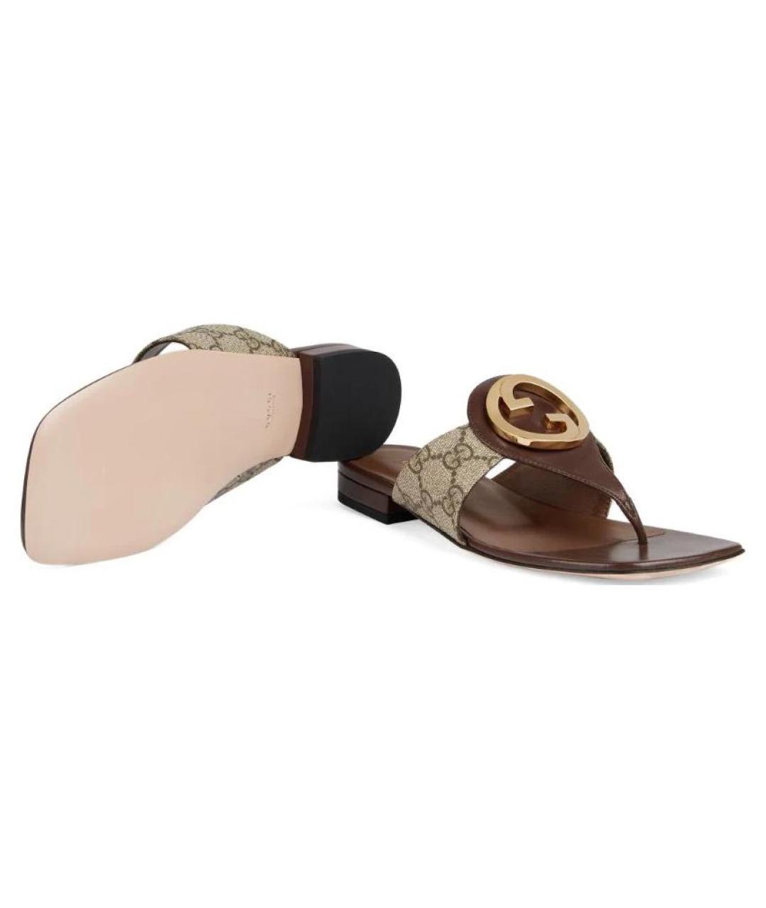 GUCCI Коричневые шлепанцы, фото 6