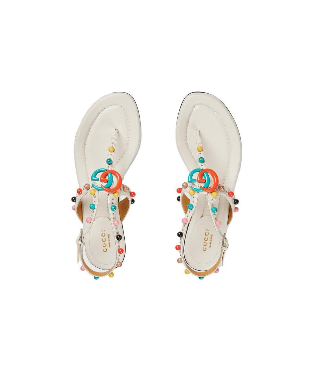 GUCCI Бежевые кожаные сандалии, фото 5