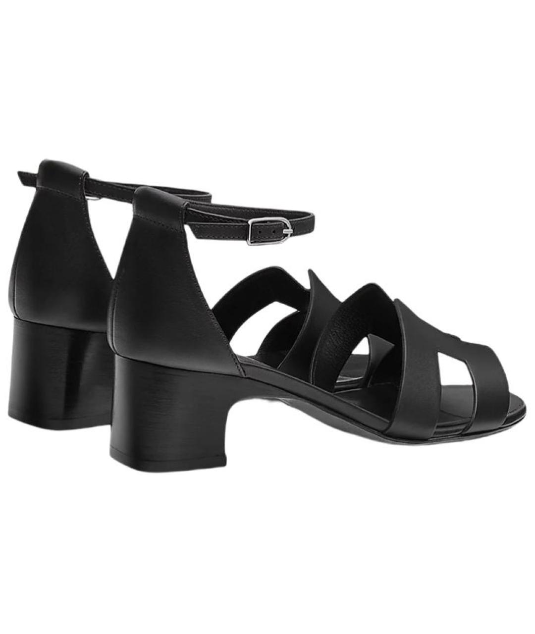 HERMES Черные кожаные босоножки, фото 4