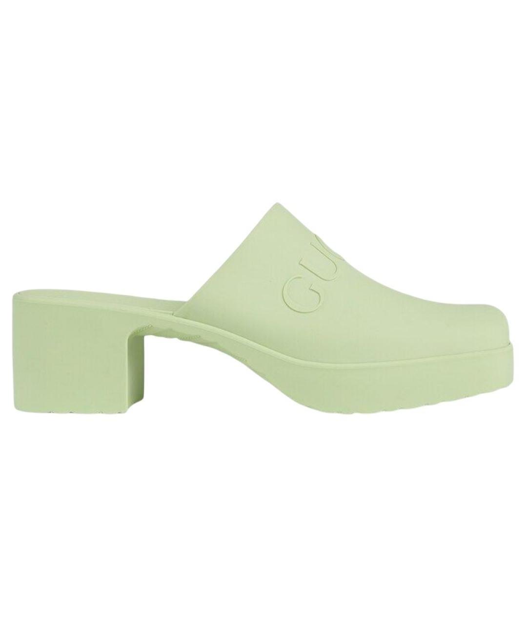 GUCCI Салатовые мюли, фото 1