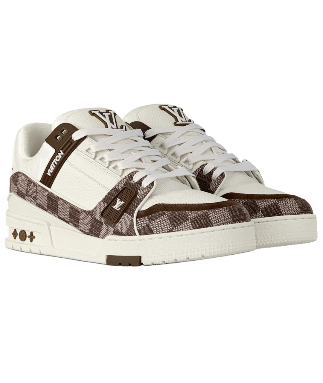 LOUIS VUITTON Белые кожаные низкие кроссовки / кеды, фото 3