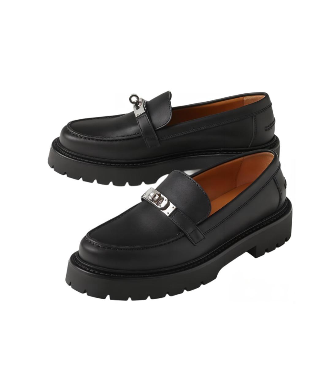 HERMES Черные кожаные лоферы, фото 3