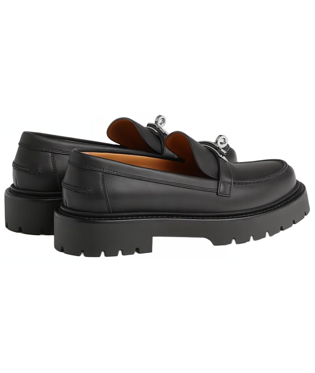 HERMES Черные кожаные лоферы, фото 5