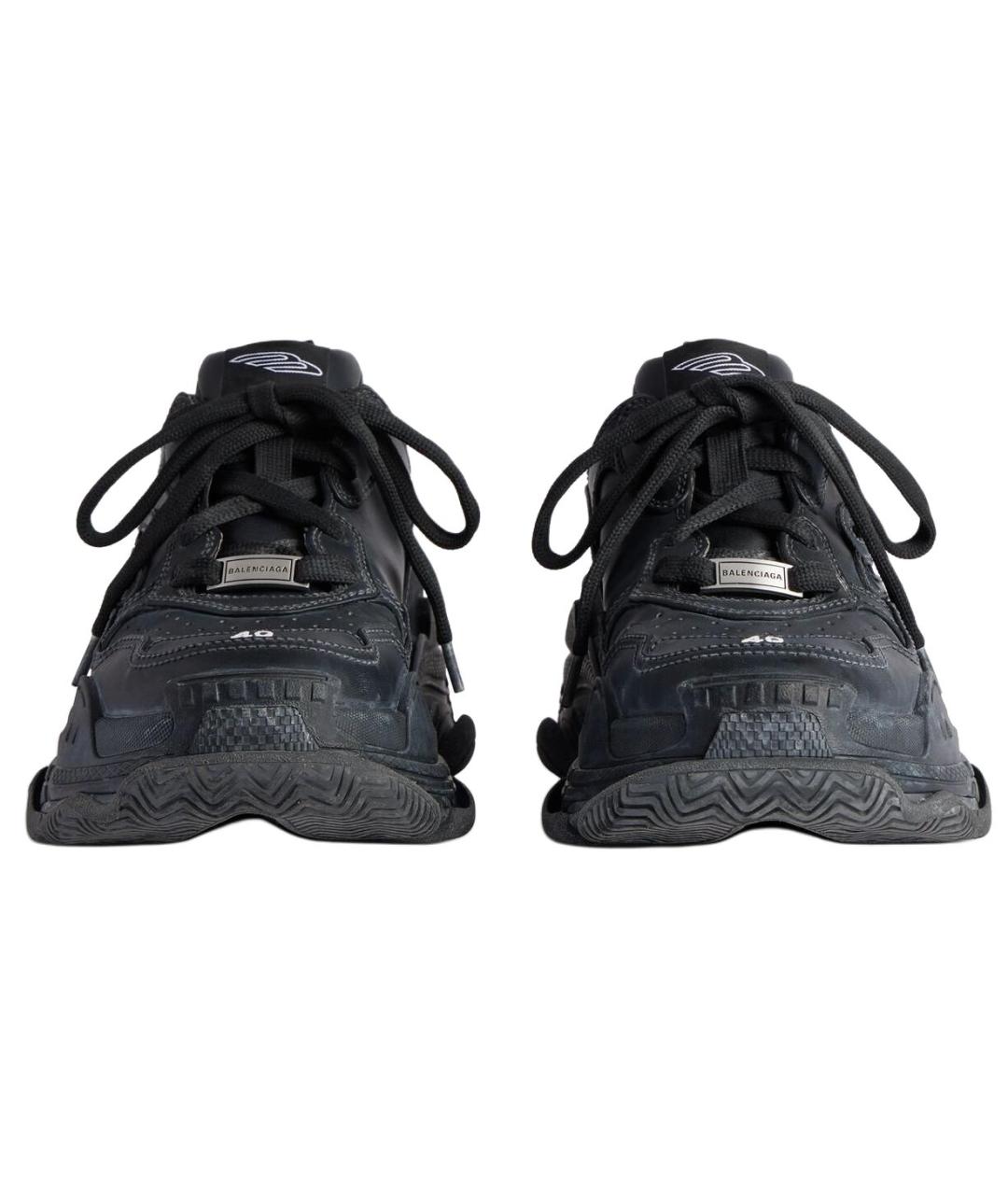 BALENCIAGA Черные кожаные низкие кроссовки / кеды, фото 4