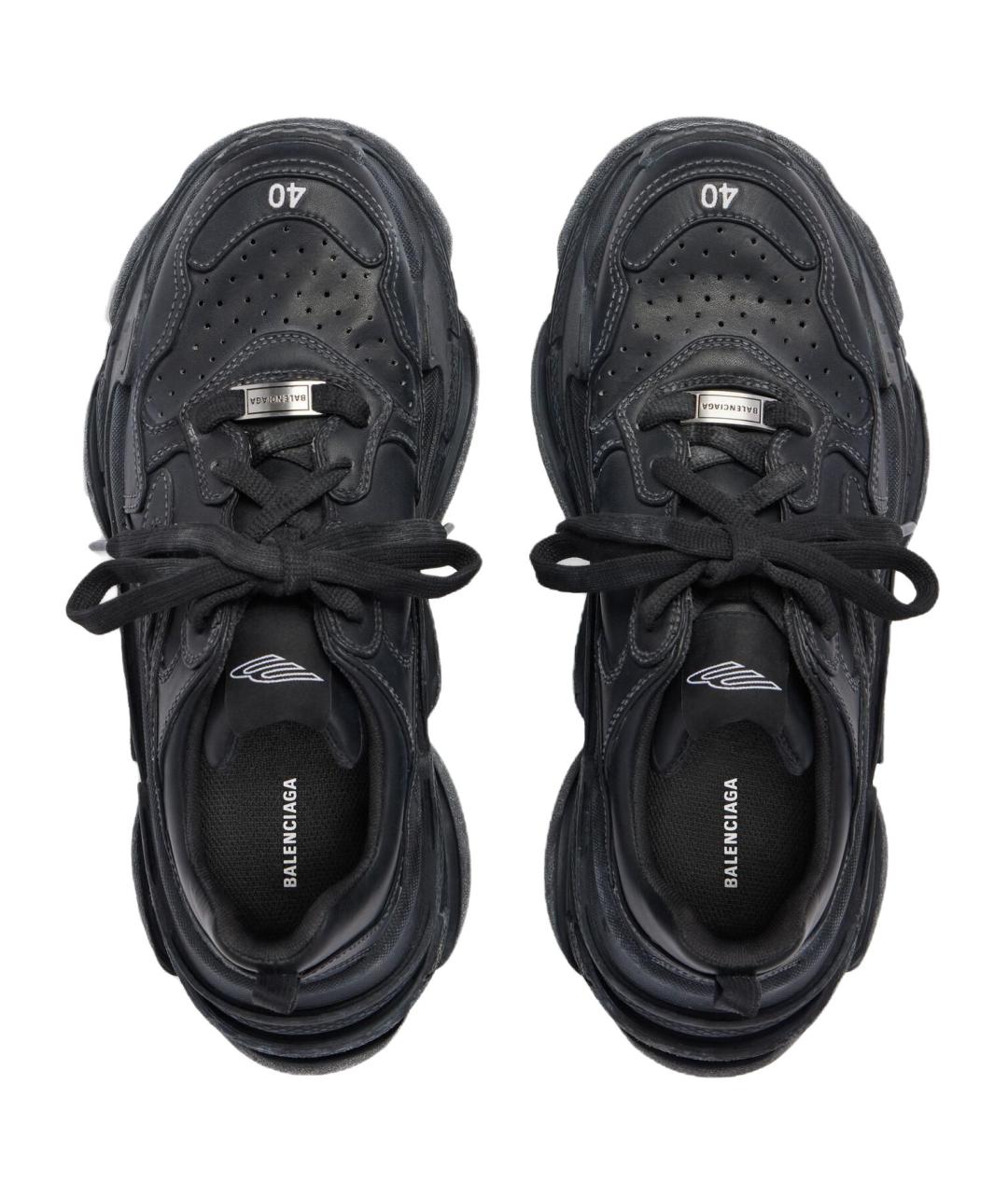 BALENCIAGA Черные кожаные низкие кроссовки / кеды, фото 5