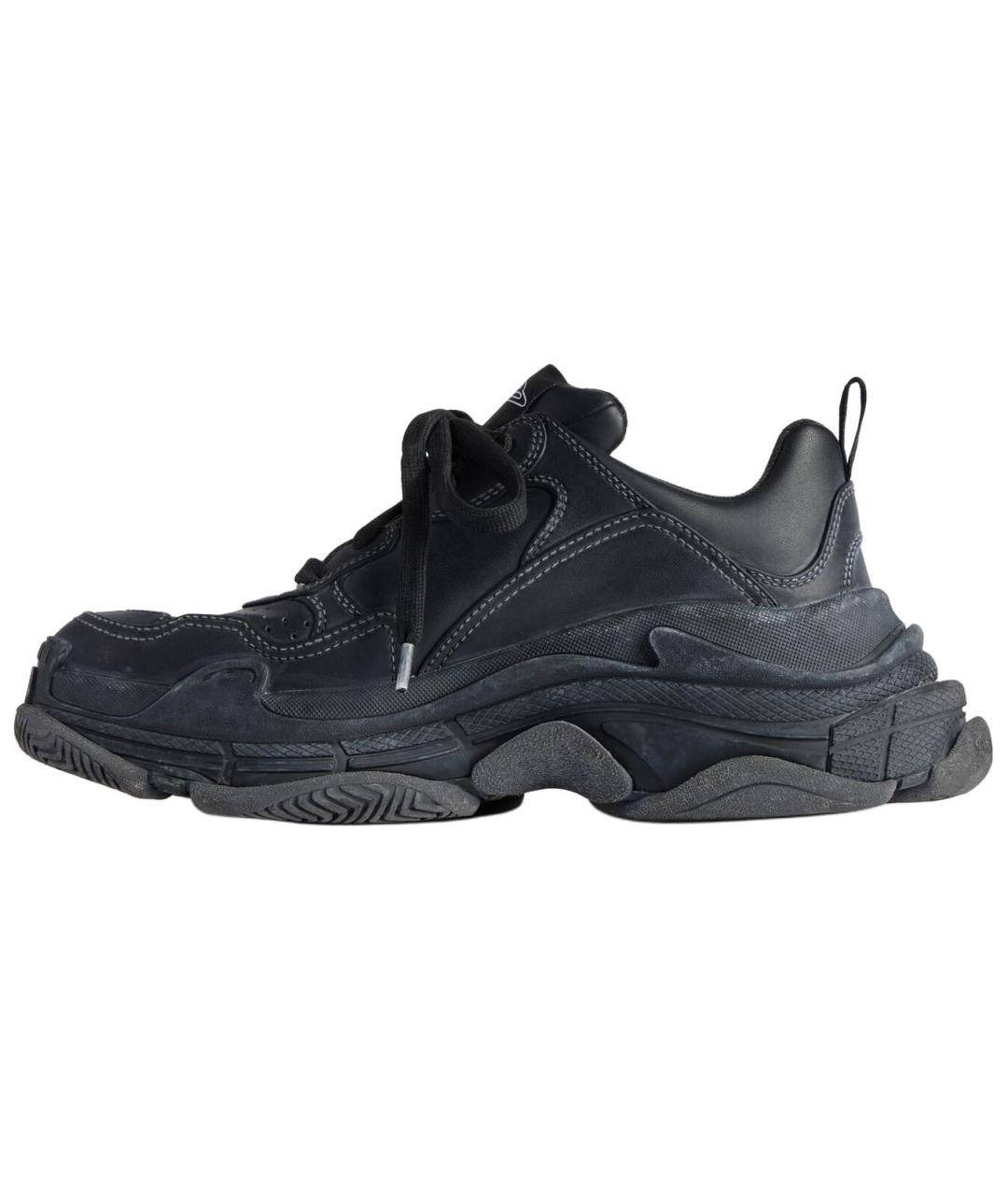 BALENCIAGA Черные кожаные низкие кроссовки / кеды, фото 2