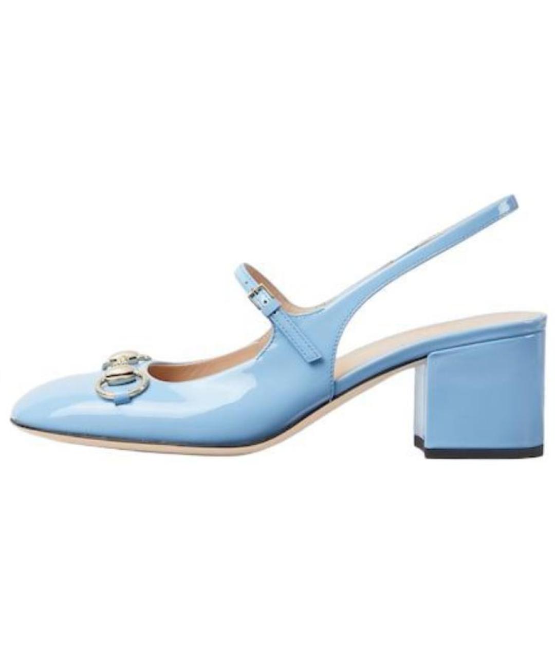 GUCCI Голубые кожаные туфли, фото 2