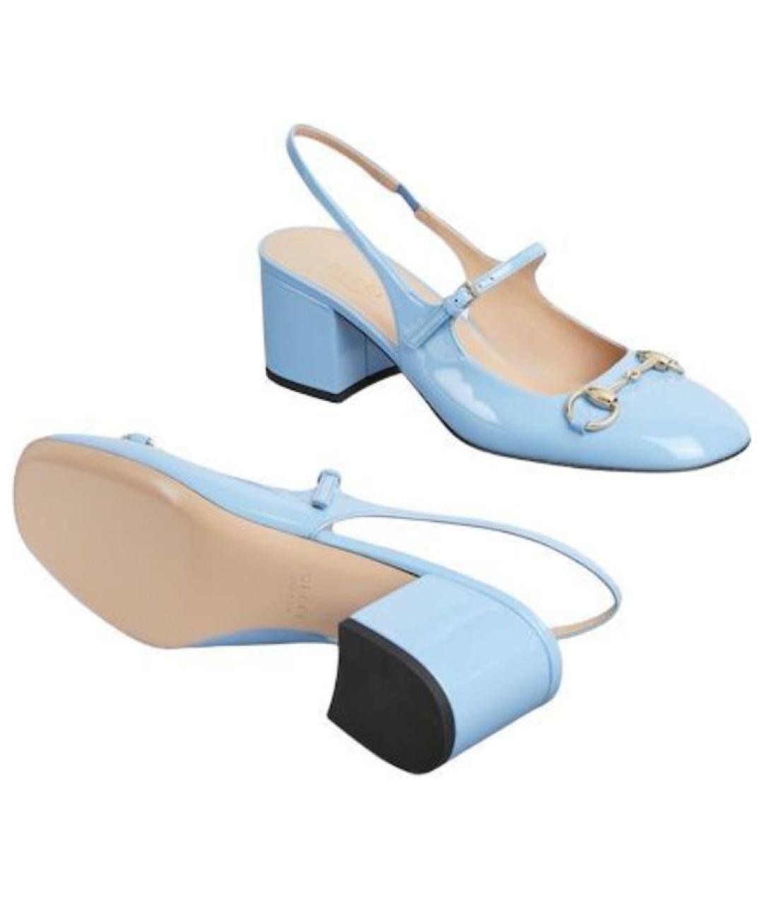 GUCCI Голубые кожаные туфли, фото 5