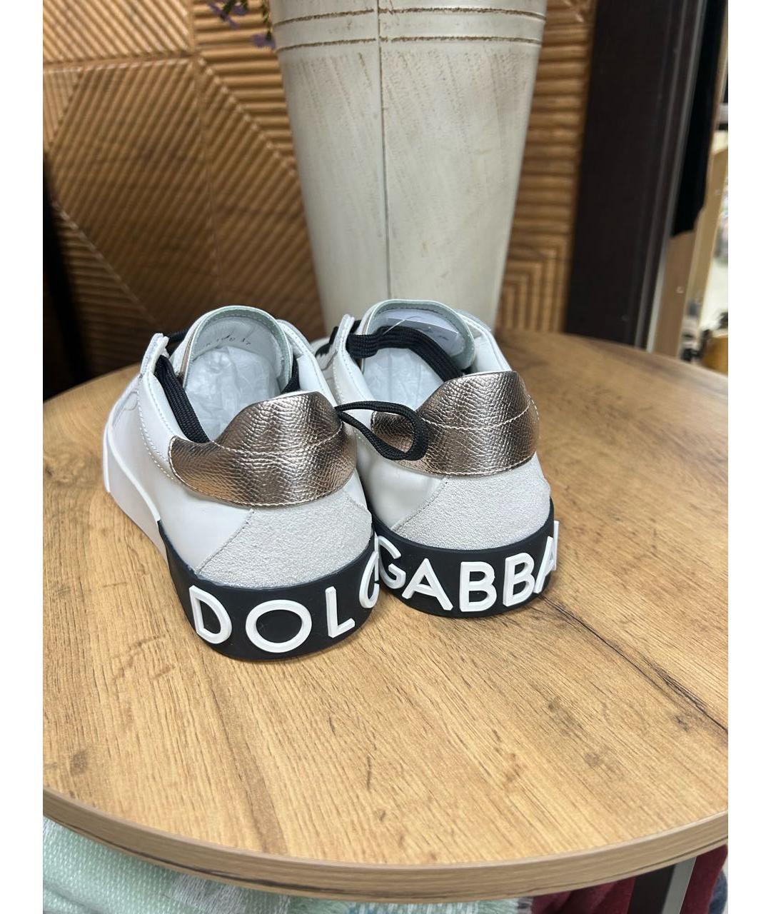 DOLCE&GABBANA Белые кожаные кеды, фото 4