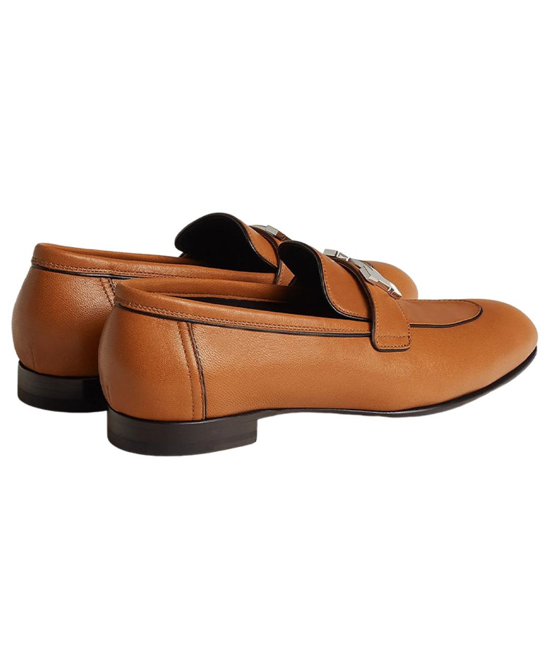 HERMES Коричневые кожаные лоферы, фото 5