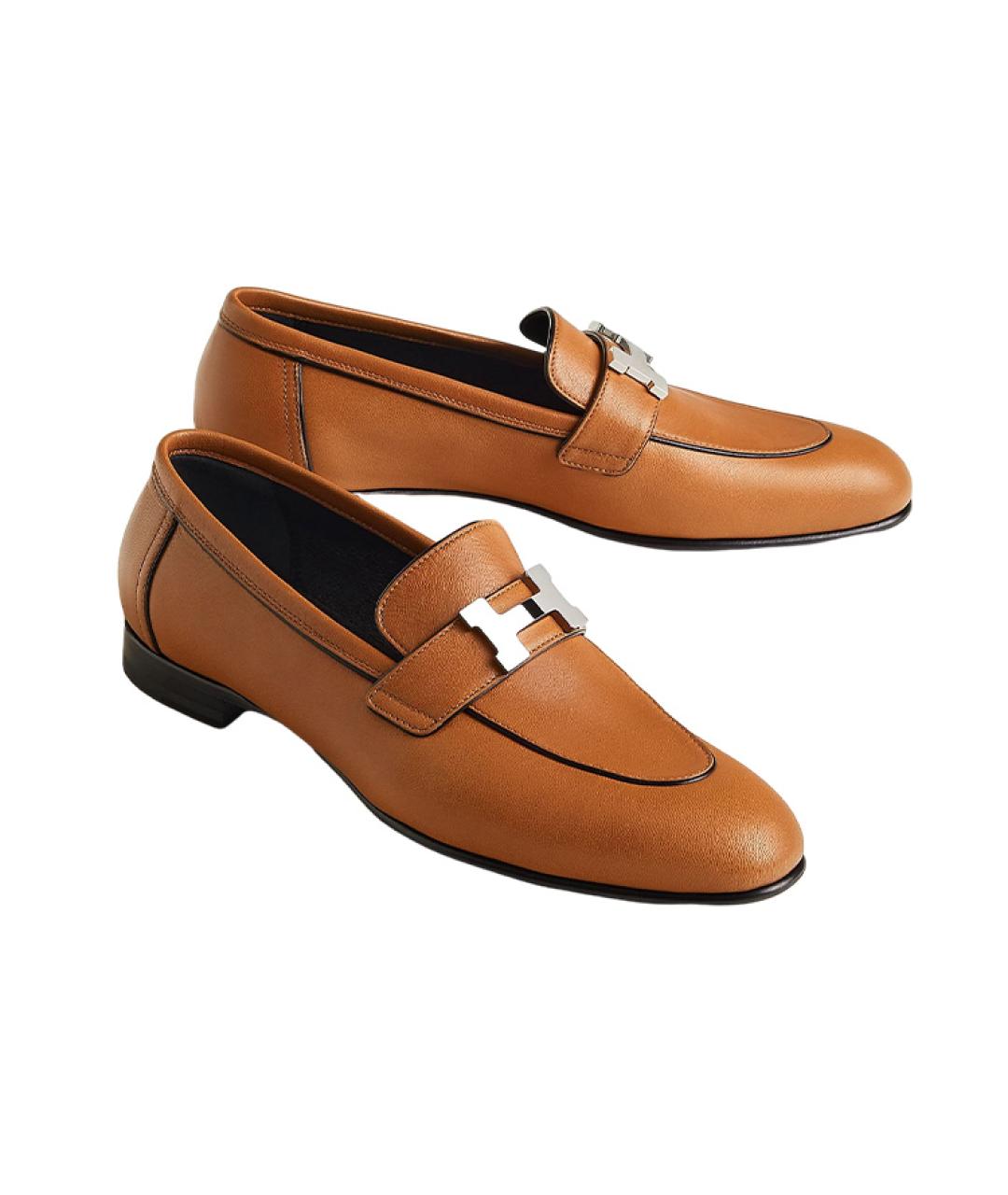 HERMES Коричневые кожаные лоферы, фото 4