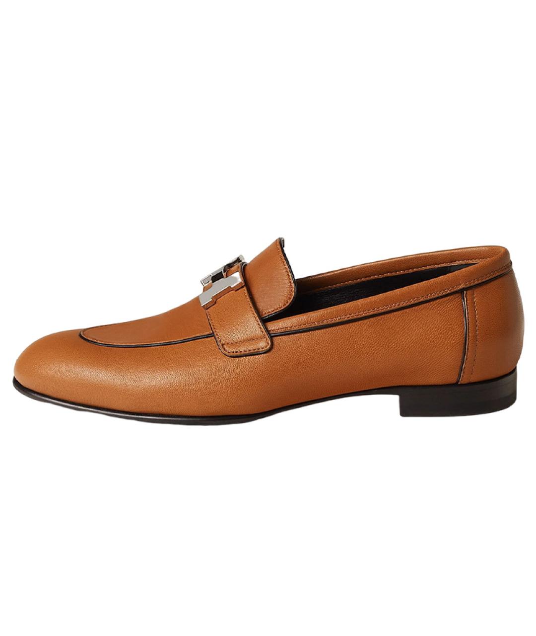 HERMES Коричневые кожаные лоферы, фото 2