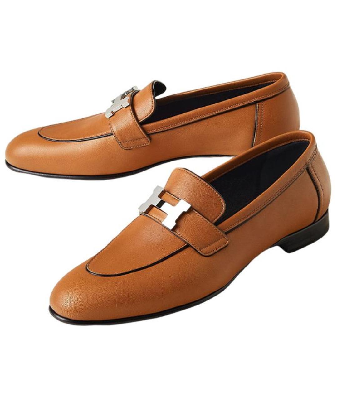 HERMES Коричневые кожаные лоферы, фото 3