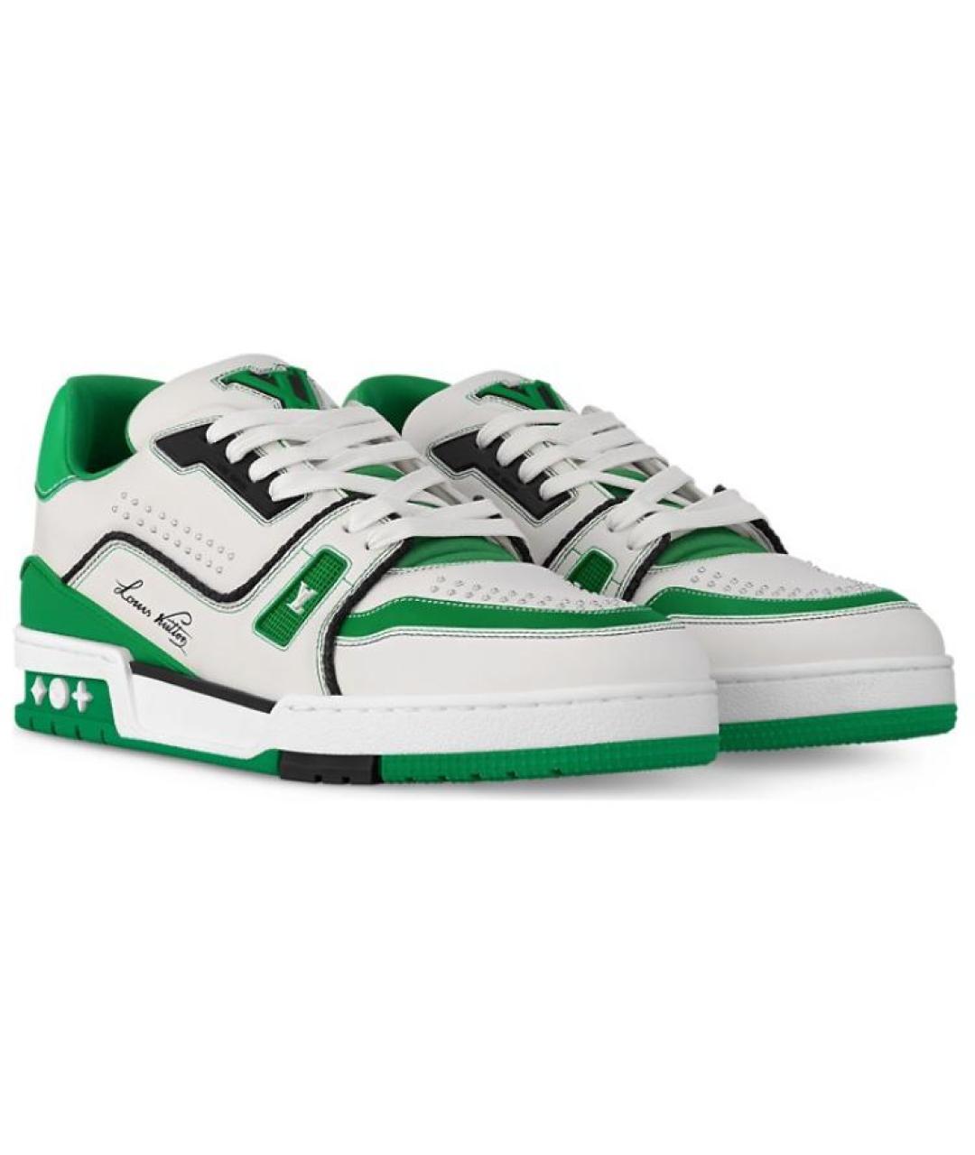 LOUIS VUITTON Зеленые кожаные кроссовки, фото 2