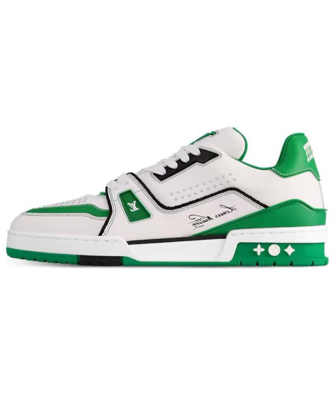 LOUIS VUITTON Зеленые кожаные кроссовки, фото 3