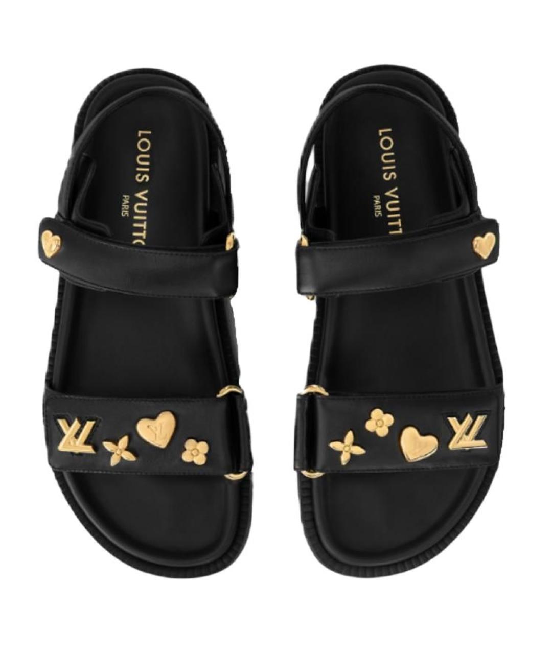 LOUIS VUITTON Черные кожаные сандалии, фото 4