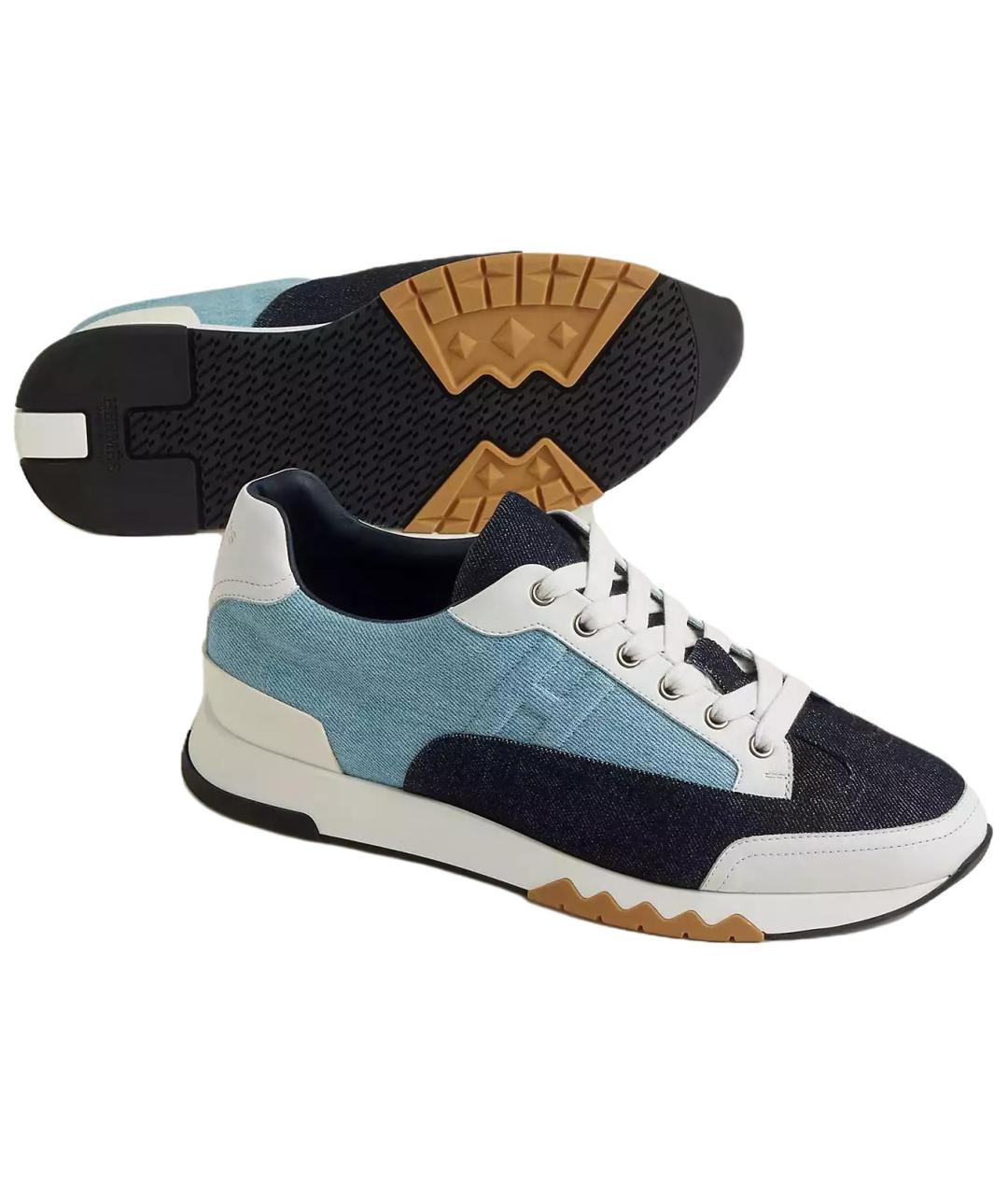 HERMES Синие низкие кроссовки / кеды, фото 4