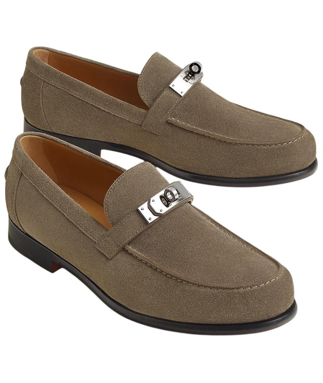 HERMES Серые замшевые лоферы, фото 2