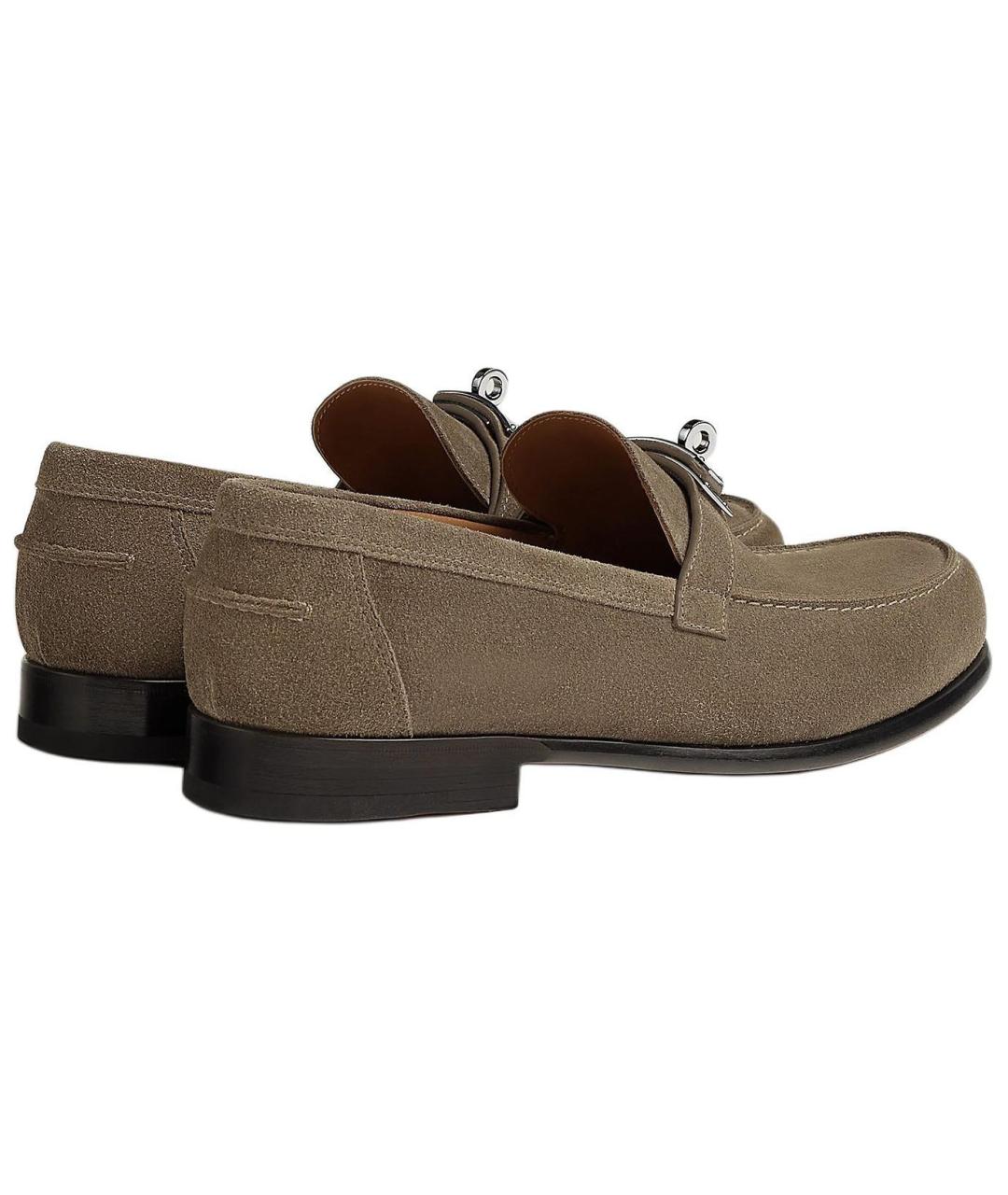 HERMES Серые замшевые лоферы, фото 4