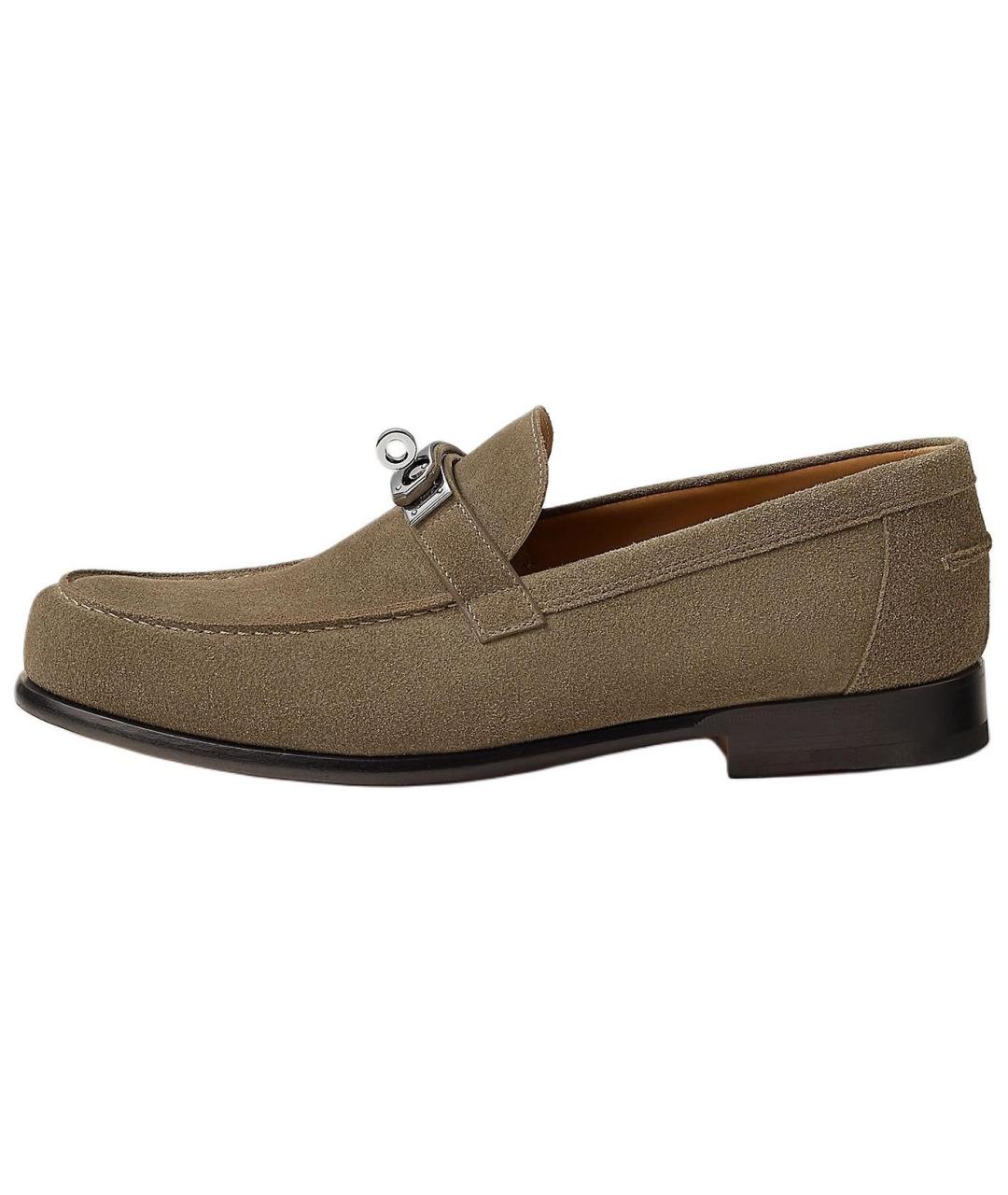 HERMES Серые замшевые лоферы, фото 3