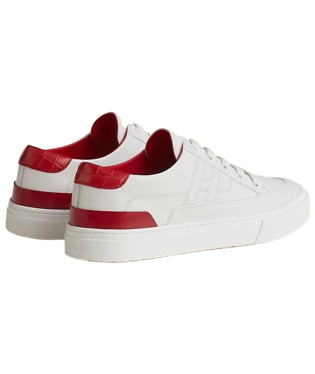 HERMES Белые кожаные кроссовки, фото 4