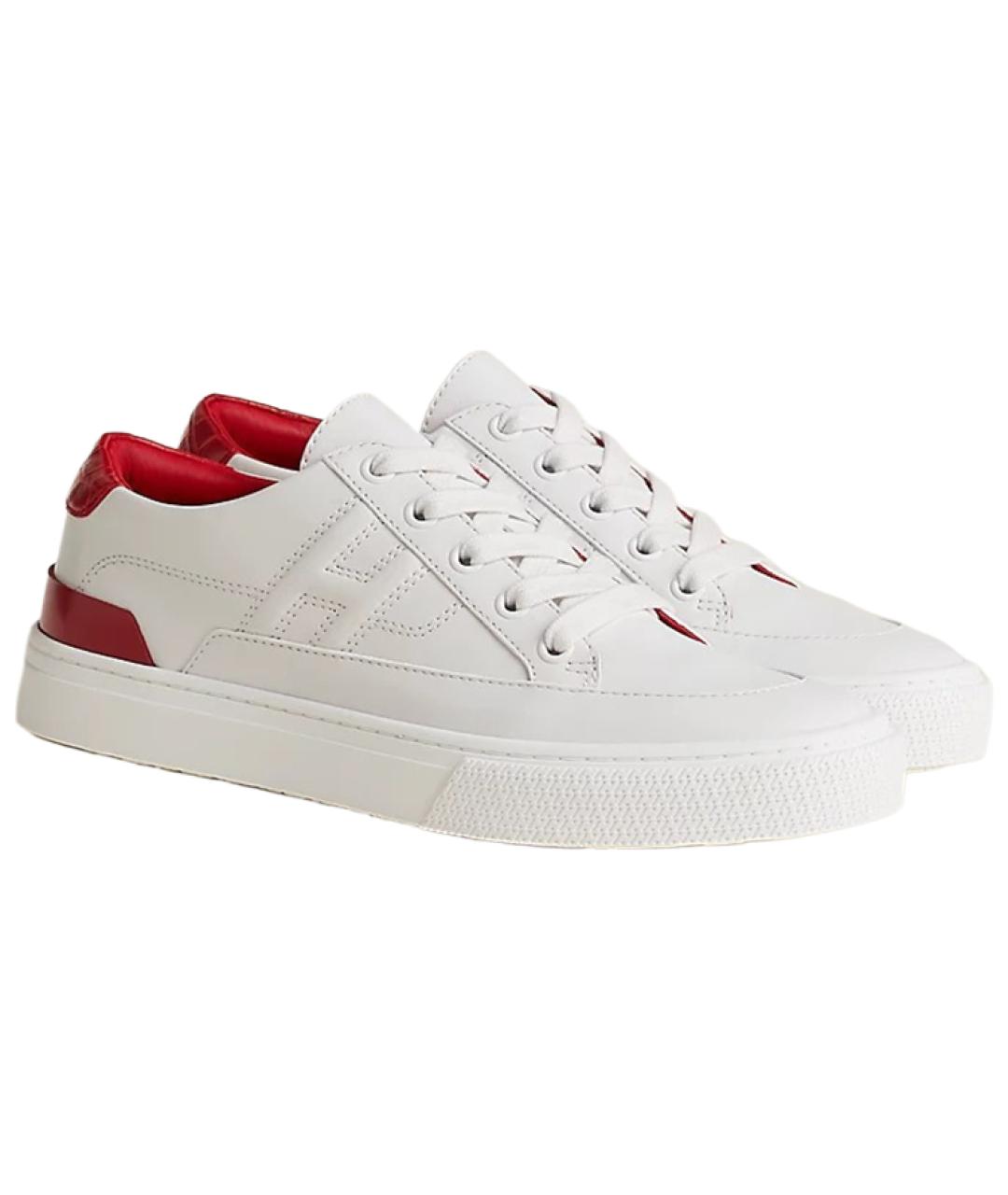 HERMES Белые кожаные кроссовки, фото 3