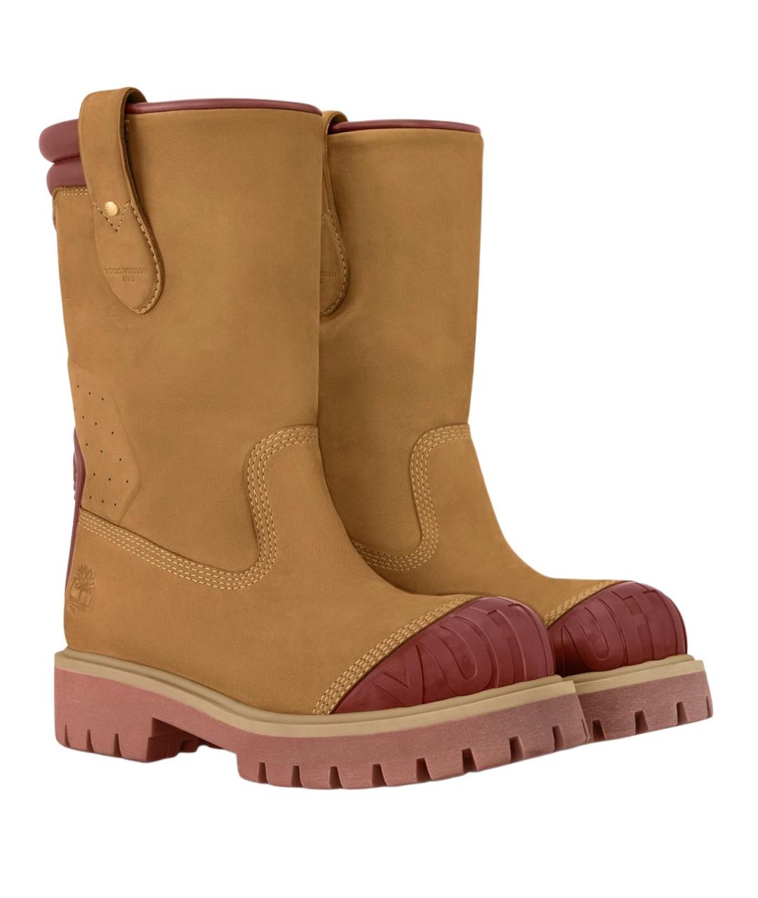 LOUIS VUITTON Коричневые нубуковые высокие ботинки, фото 3