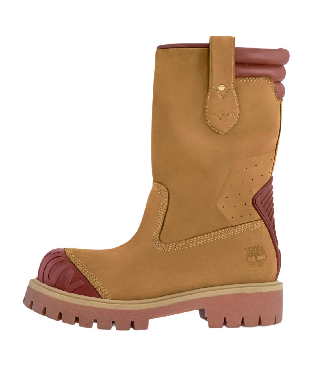 LOUIS VUITTON Коричневые нубуковые высокие ботинки, фото 2