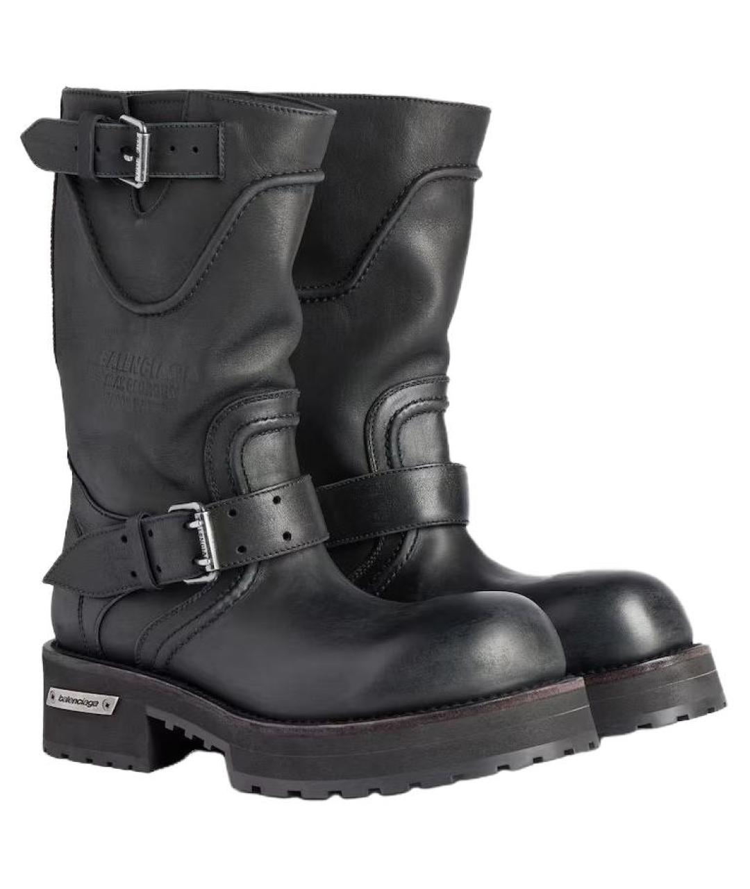 BALENCIAGA Черные кожаные высокие ботинки, фото 3