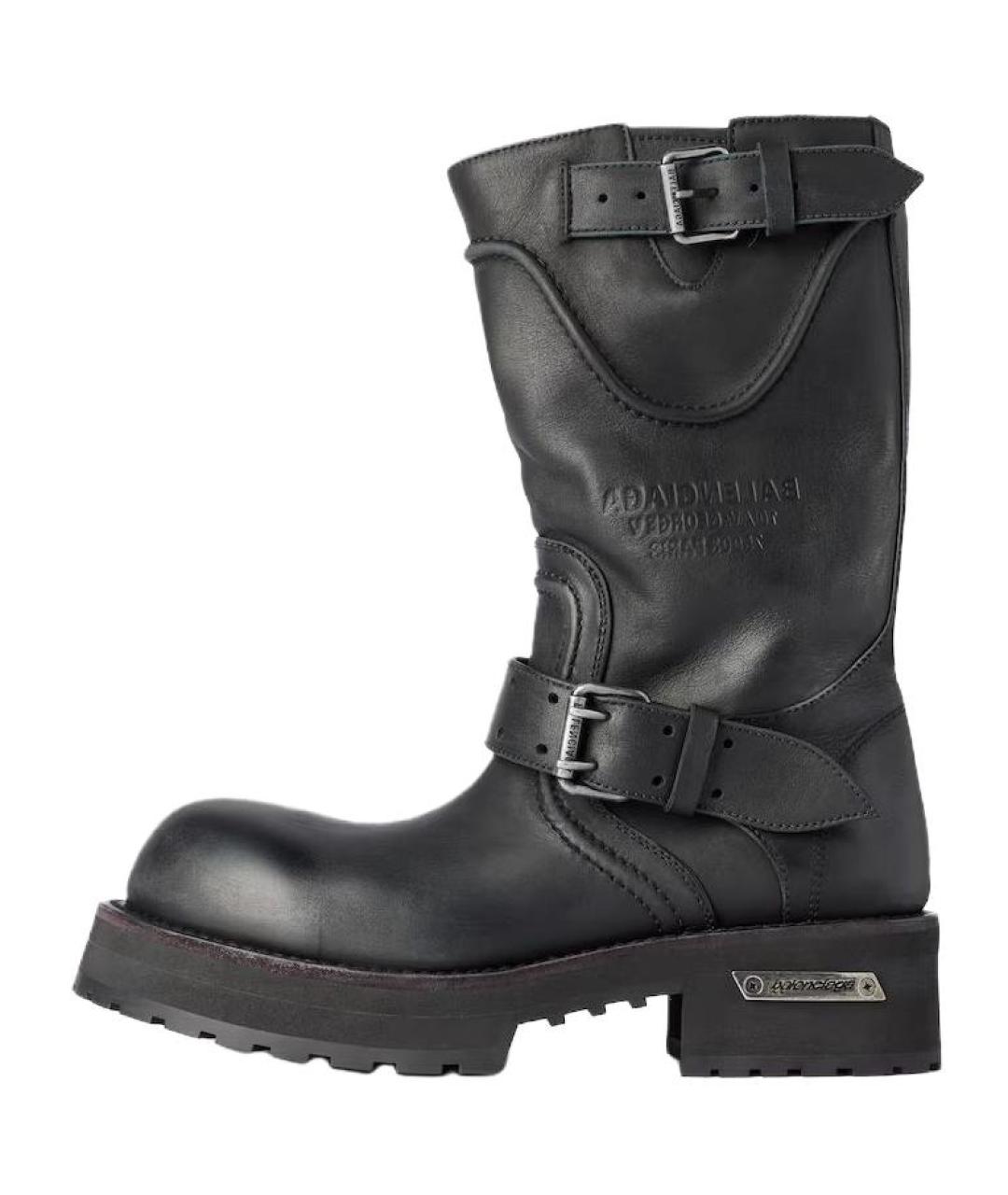 BALENCIAGA Черные кожаные высокие ботинки, фото 7