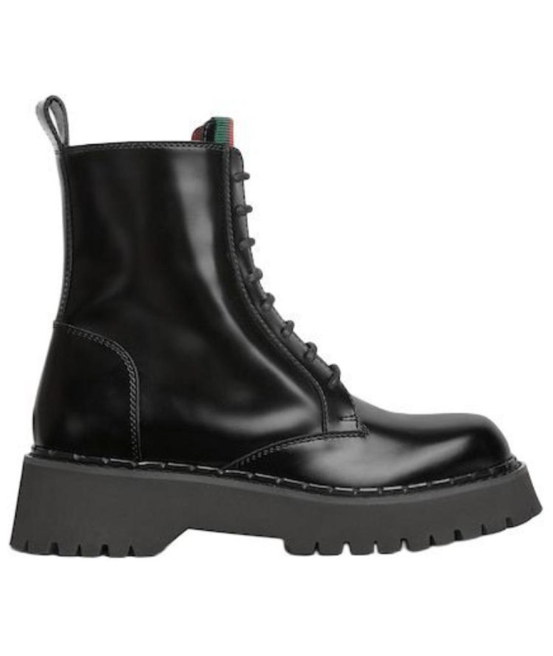 GUCCI Черные кожаные ботинки, фото 1