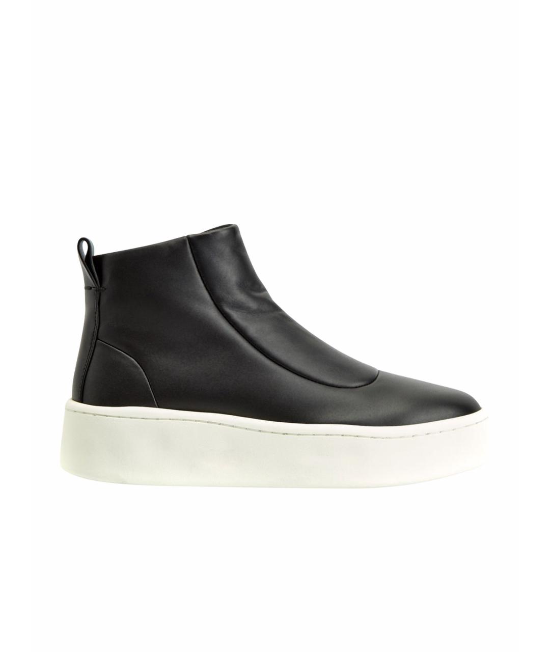 JIL SANDER Черные кожаные кеды, фото 1