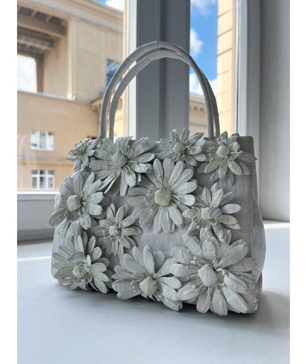 NANCY GONZALEZ Белая кожаная сумка с короткими ручками, фото 6