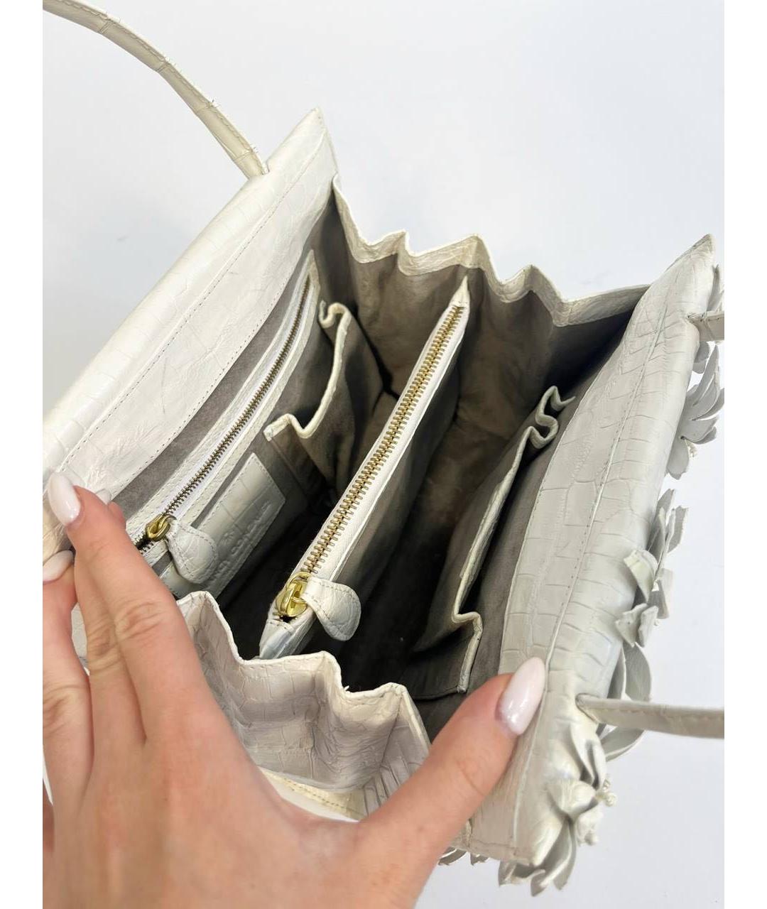 NANCY GONZALEZ Белая кожаная сумка с короткими ручками, фото 4