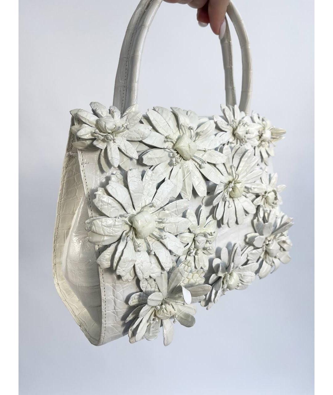 NANCY GONZALEZ Белая кожаная сумка с короткими ручками, фото 2