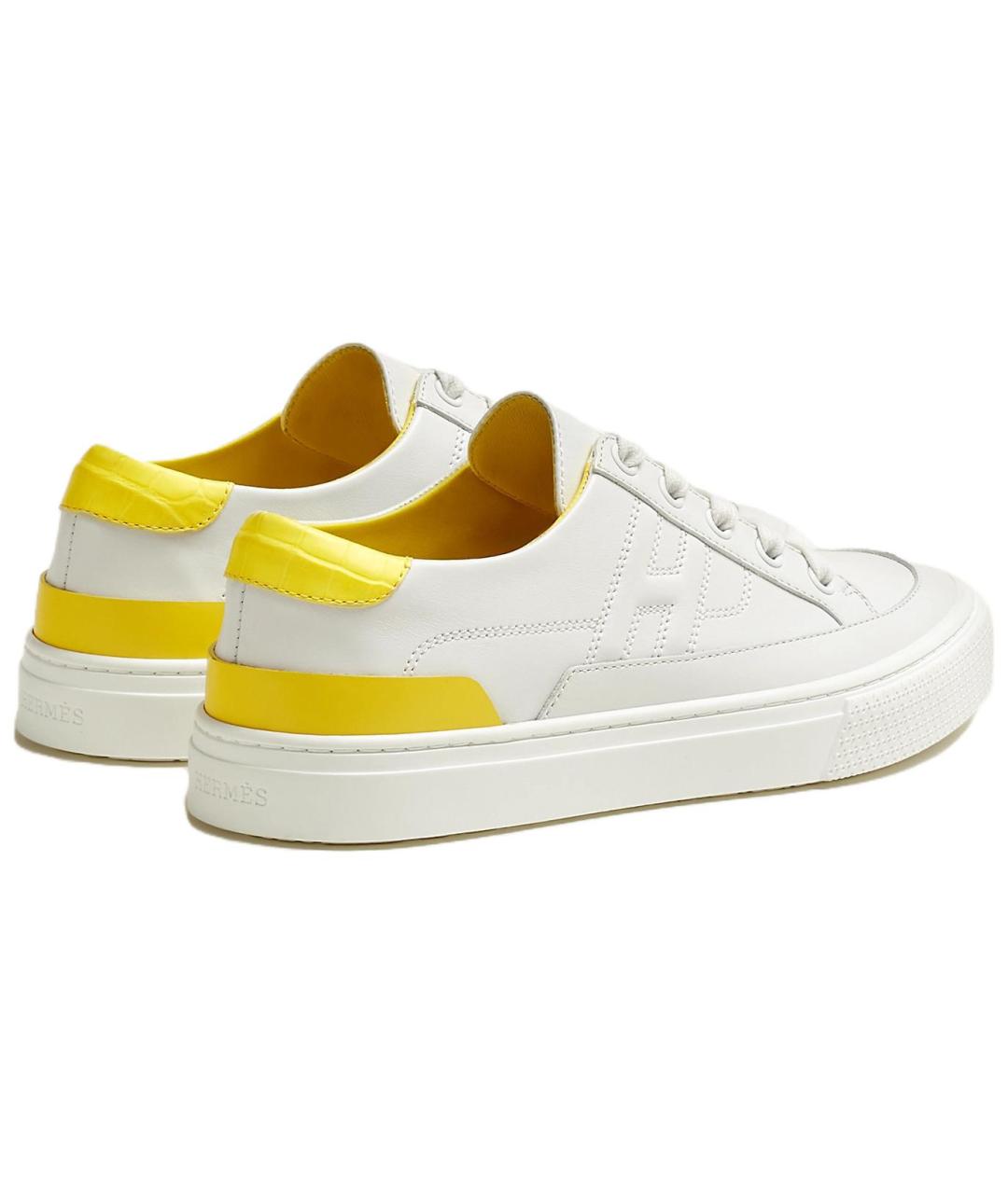 HERMES Белые кожаные кроссовки, фото 5