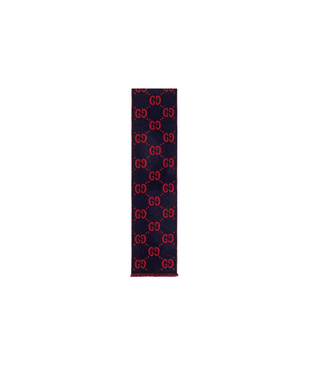 GUCCI Синий шерстяной шарф, фото 1