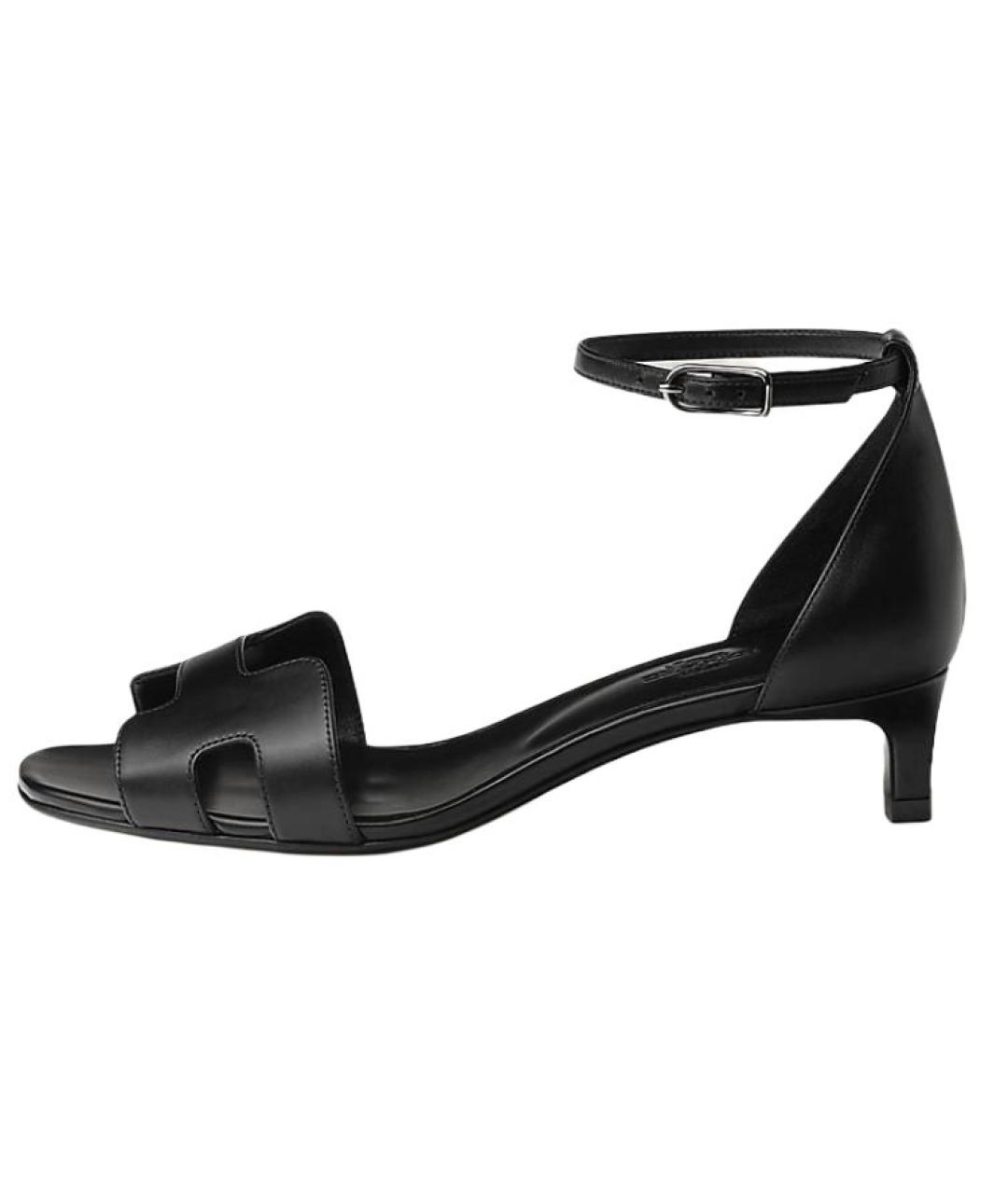 HERMES Черные кожаные босоножки, фото 3