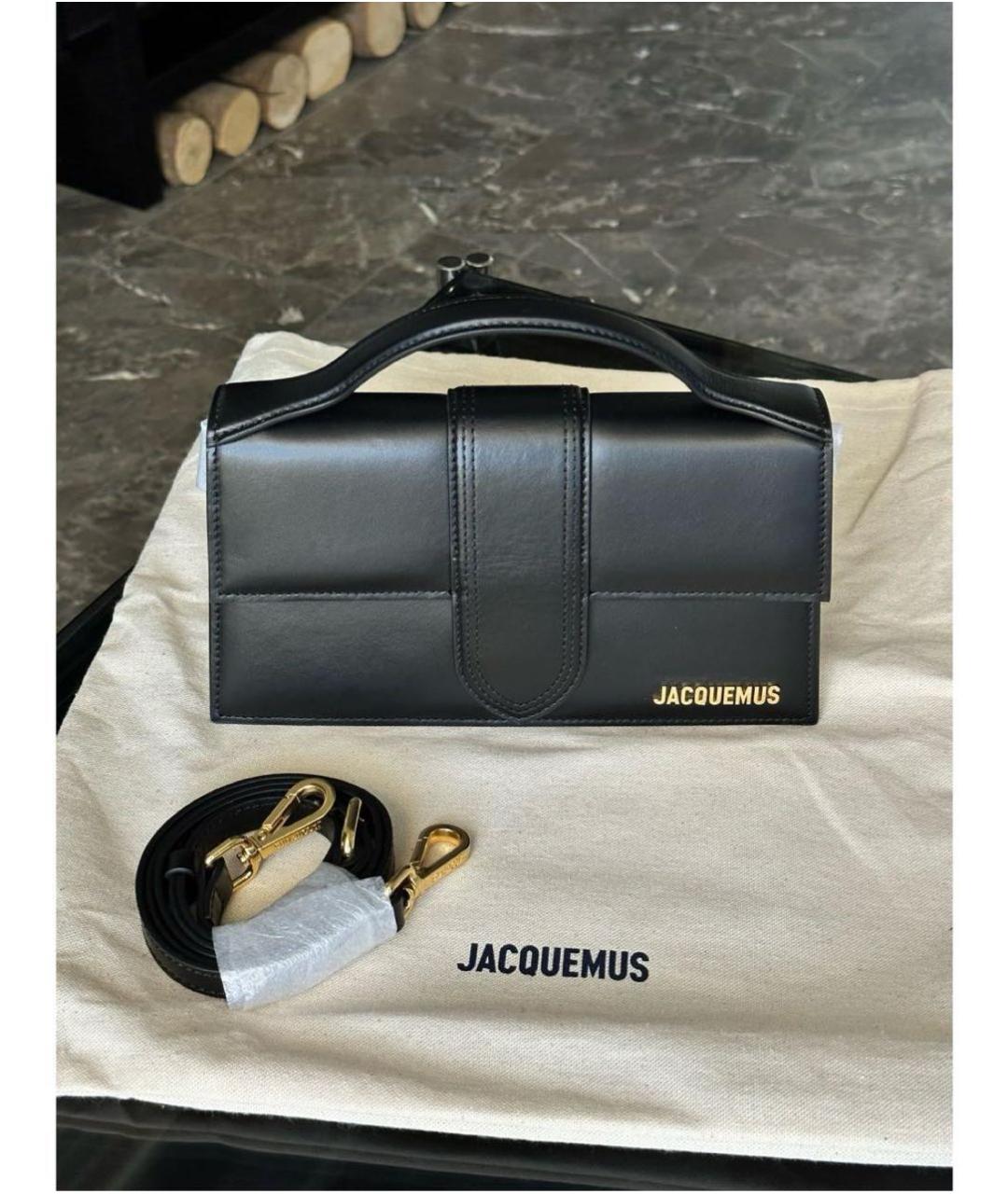 JACQUEMUS Черная кожаная сумка с короткими ручками, фото 2
