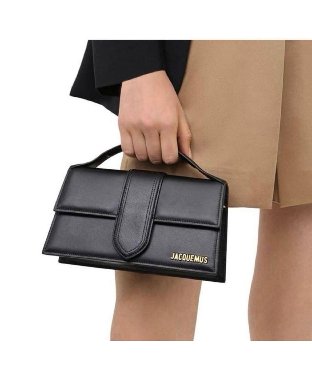 JACQUEMUS Черная кожаная сумка с короткими ручками, фото 8