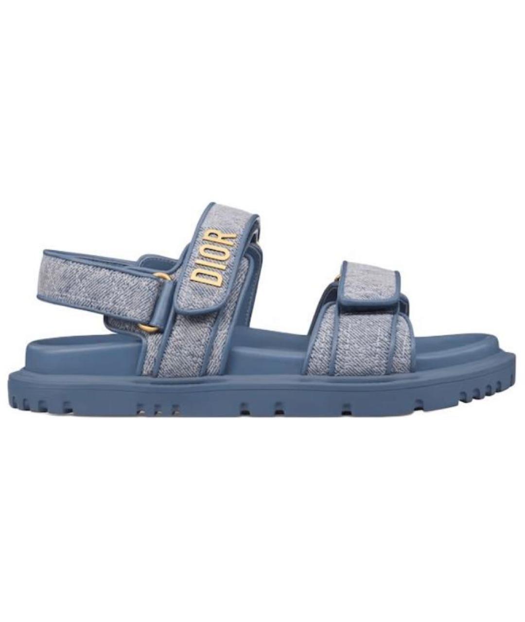 CHRISTIAN DIOR Синие текстильные сандалии, фото 1