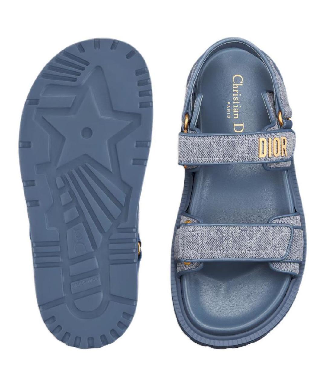 CHRISTIAN DIOR Синие текстильные сандалии, фото 5