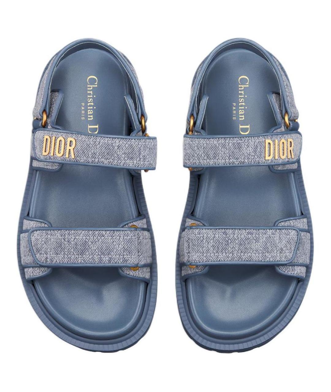 CHRISTIAN DIOR Синие текстильные сандалии, фото 4