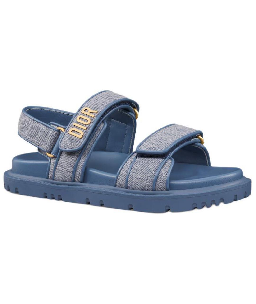 CHRISTIAN DIOR Синие текстильные сандалии, фото 3