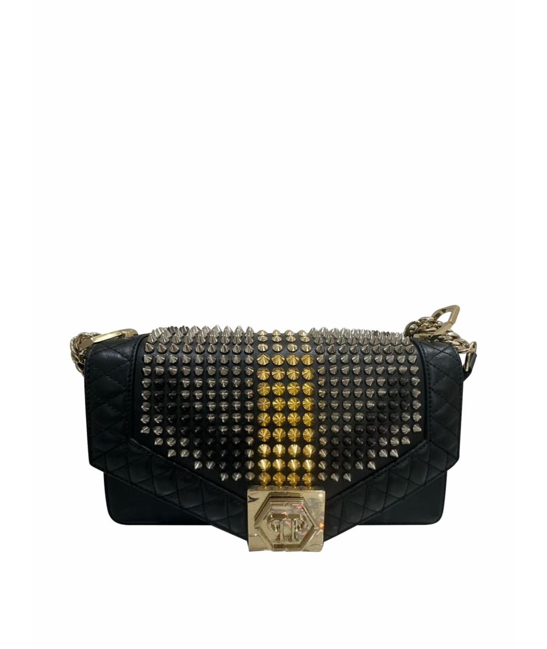 PHILIPP PLEIN Черная кожаная сумка с короткими ручками, фото 1