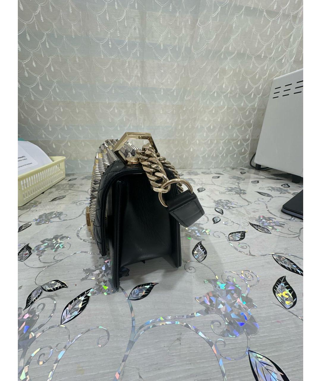 PHILIPP PLEIN Черная кожаная сумка с короткими ручками, фото 2